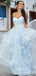 Sexy Light Blue Lace Appliques Tulle Sweetheart Strapless Evening Gown Long Prom Dresses with Ruffles,WGP700