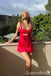 Elegant Red Lace up Back Sheath Graduation Party Short Homecoming Dress Formal Evening Party Dress , QB0858