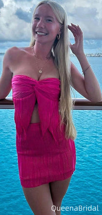 Casual Strapless Two Piece Sheath Short Mini Homecoming Dress,QB1046