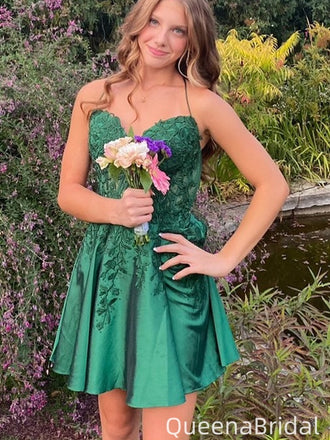 Gorgeous Sweetheart Spaghetti Strap A-line Short Mini Homecoming Dress,QB1047