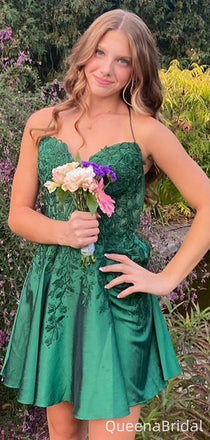 Gorgeous Sweetheart Spaghetti Strap A-line Short Mini Homecoming Dress,QB1047