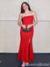 Sexy Red Strapless Mermaid Side Slit Long Party Dress Prom Dresses ,WGP1856