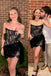 Sexy Black Lace Appliques Strapless Mermaid Graduation Party Short Homecoming Dress Formal Evening Party Dress , QB0860