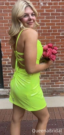 Casual Spaghetti Strap Sheath Short Mini Homecoming Dress,QB1052