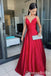 Elegant Red Spaghetti Straps Sweetheart A-line Long Party Dress Prom Dresses ,WGP1858