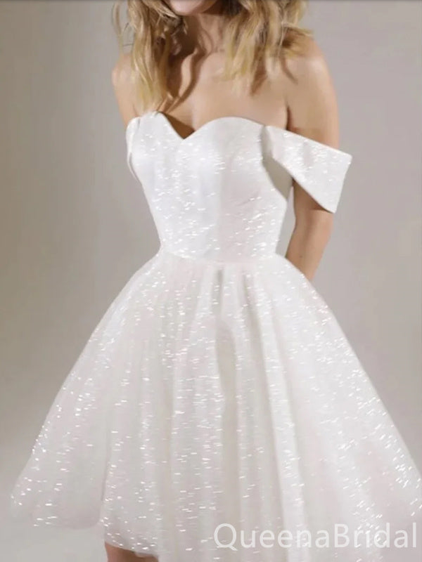 Sexy Sparkly Sweetheart Off Shoulder Short Homecoming Dresses, QB0589