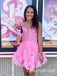 Elegant Pink Spaghetti Straps Tulle Pleats Simple Cheap A-Line Short Homecoming Dresses, QB0521