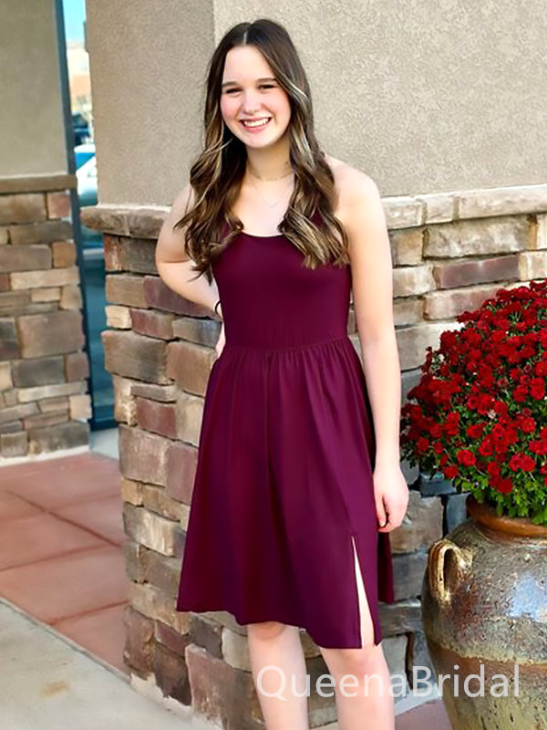 Elegant Spaghetti Straps A-Line Simple Cheap Short Homecoming Dresses, QueenaBridal Elegant Spaghetti Straps A-Line Simple Cheap Short Homecoming Dresses, QueenaBridal