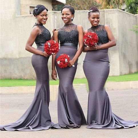 Elegant Illusion Grey Tulle Simple Cheap Mermaid Long Bridesmaid Dress QueenaBridal Elegant Illusion Grey Tulle Simple Cheap Mermaid Long Bridesmaid Dress QueenaBridal