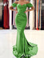 Green Off the Shoulder Sweetheart Mermaid Party Dress Long Prom Dresses to Impress ,WGP1525