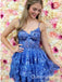 Charming Sexy Sheer Corset Bodice Spaghetti Straps Short Homecoming Dresses with Ruffles, QB0556