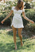 Elegant White V Neck Sheath Satin Cheap Simple Short Homecoming Dresses,QB0425