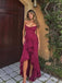 Sexy Burgundy Ruffled High-Low Tulle Evening Dress, WGP2281