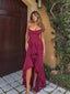 Sexy Burgundy Ruffled High-Low Tulle Evening Dress, WGP2281