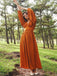 Gorgeous V Neck Long Sleeves A-line Long Prom Dress Bridesmaid Dress Online ,WGP1686