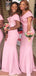 Elegant Pink Off Shoulder Mermaid Long Cheap Bridesmaid Dresses,BDS0171