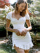 Elegant White V Neck Sheath Satin Cheap Simple Short Homecoming Dresses,QB0425