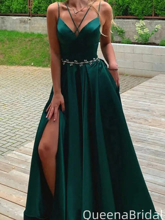 Elegant Spaghetti Strap V-neck A-line Long Formal Gown to Impress,WGP2023