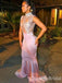 Elegant High Neck Beading Lace Appliques Floor Length Mermaid Evening Gown Prom Dresses,WGP595