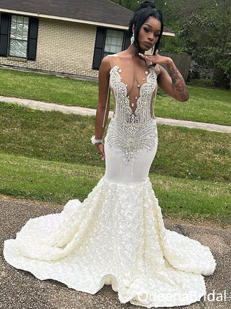 Sexy White Mermaid Long Formal Gown to Impress,WGP1825