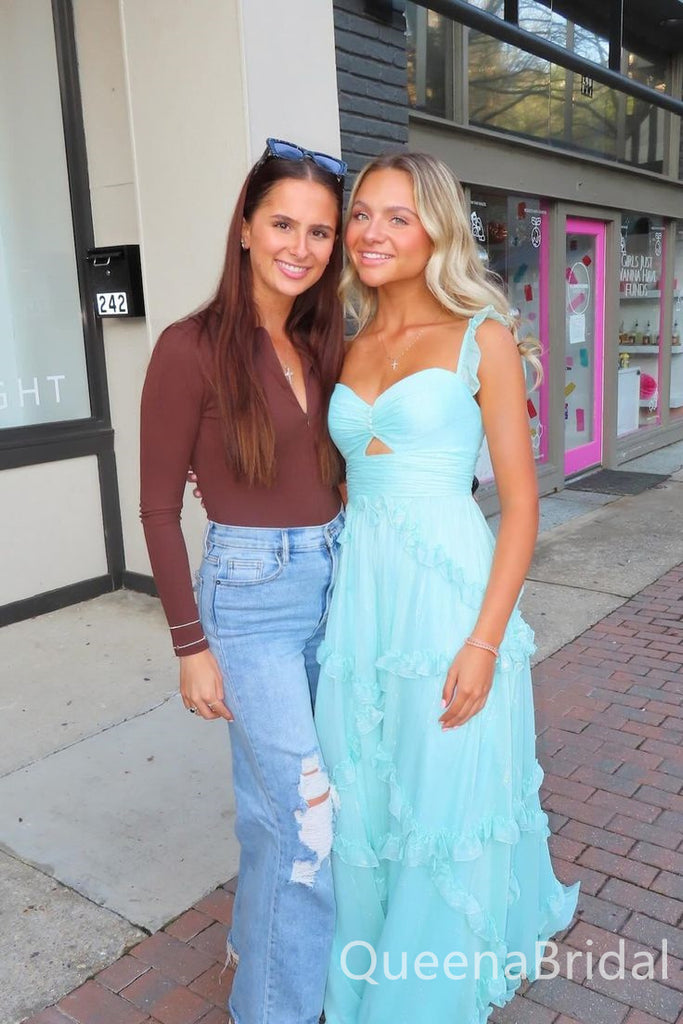 Elegant glamorous Sky Blue Sweetheart A-line Evening Gown Long Prom Dresses with Pleats,WGP674