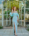 Elegant Sexy Light Blue Off Shoulder Mermaid Long Prom Dresses to Impress with Slit ,WGP1369