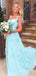 Elegant glamorous Sky Blue Sweetheart A-line Evening Gown Long Prom Dresses with Pleats,WGP674