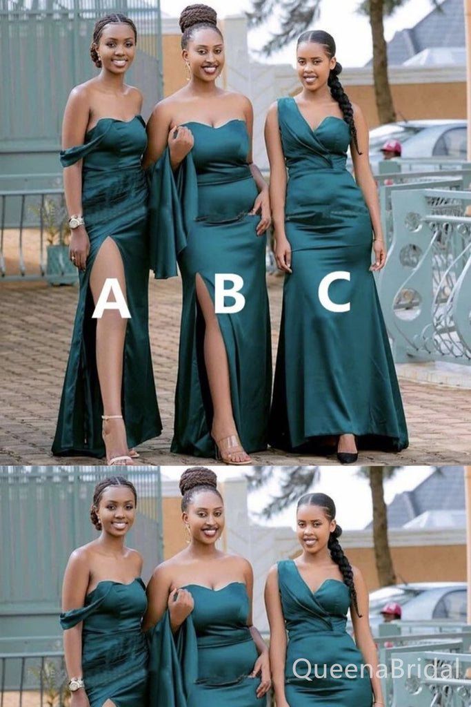 Mismatched Green Mermaid Long Bridesmaid Dresses , BDS0180