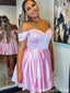 Elegant Sweetheart Off-shoulder Pink A-line Homecoming Dress Graduation Party Dress,QB0969