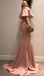 Elegant Off-the-shoulder Pink Sheath Evening Gown Long Prom Dresses with Pleats,WGP721