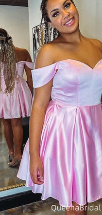 Elegant Sweetheart Off-shoulder Pink A-line Homecoming Dress Graduation Party Dress,QB0969