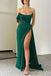 Green Strapless Mermaid Evening Gown Long Evening Party Prom Dresses with High Slit,WGP1241