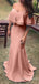 Elegant Off-the-shoulder Pink Sheath Evening Gown Long Prom Dresses with Pleats,WGP721