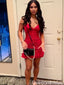 Sexy Spaghetti Strap V-neck Sheath Short Mini Homecoming Dress,QB1056