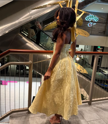 Sexy Yellow A-line V-neck Long Formal Gown to Impress,WGP1766