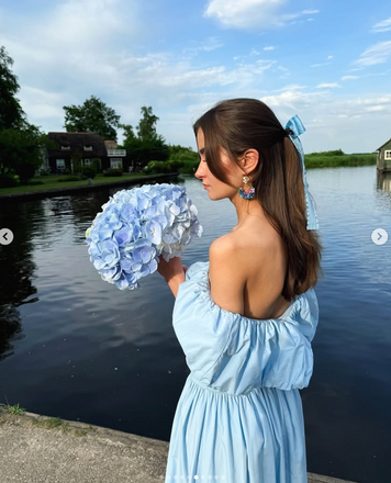 Cute Blue Off-shoulder Long Formal Gown to Impress,WGP1764