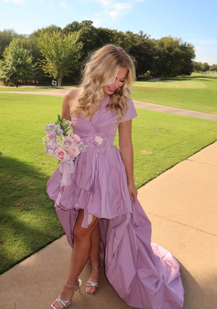 Popular High-low Purple A-line Long Formal Gown to Impress,WGP1807