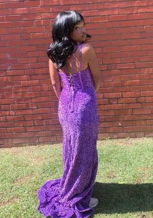 Sparkly Purple Mermaid Spaghetti straps Long Formal Gown to Impress,WGP1813