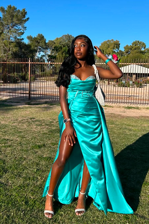 Sexy Green A-line Sweetheart Slit Long Formal Gown to Impress,WGP1832