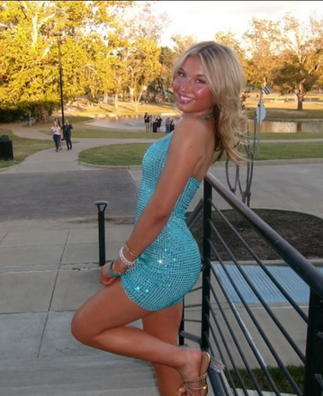 Sparkly Blue Spaghetti Straps Homecoming Dress Graduation Party Dress , QB0936