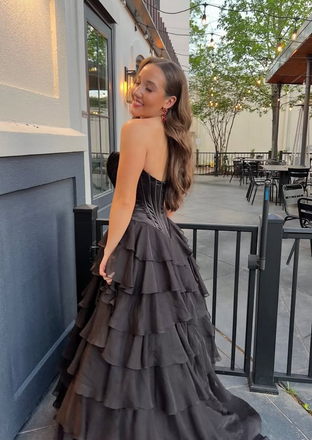 Elegant Black A-line Sweatheart Long Formal Gown to Impress,WGP1836