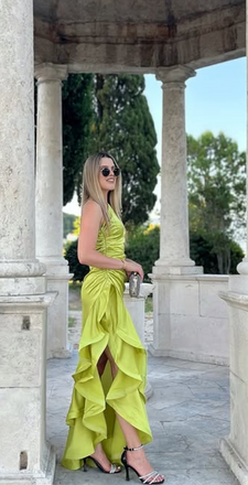 Elegant Green A-line One-sleeve Long Formal Gown to Impress,WGP1842