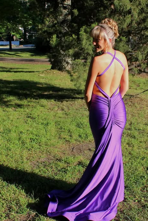 Elegant Purple Spaghetti Straps V-neck Mermaid Long Formal Gown to Impress,WGP1856