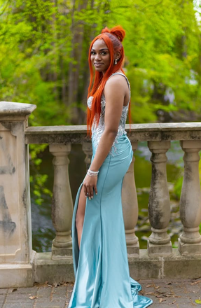 Sparkly Blue Sapgehtti Straps Mermaid Long Formal Gown to Impress,WGP1863