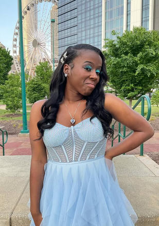 Sparkly Blue Spaghetti Straps A-line Long Formal Gown to Impress,WGP1887