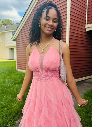 Elegant Pink A-line Spaghetti Straps Long Formal Gown to Impress,WGP1883