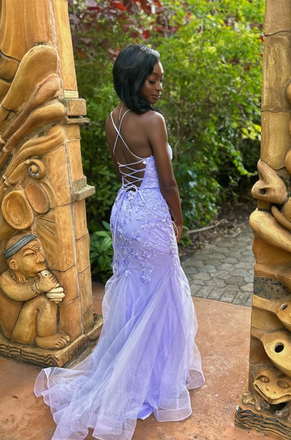 Elegant Purple Spaghetti Straps Mermaid Long Formal Gown to Impress,WGP1907