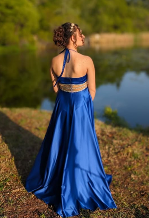 Popular Blue Spaghetti Straps Long Formal Gown to Impress,WGP1899