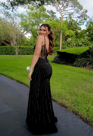 Sexy Black Mermaid Slit V-neck Long Formal Gown to Impress,WGP1923