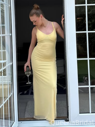 Elegant Yellow Spaghetti Straps Mermaid Long Formal Gown to Impress,WGP1937